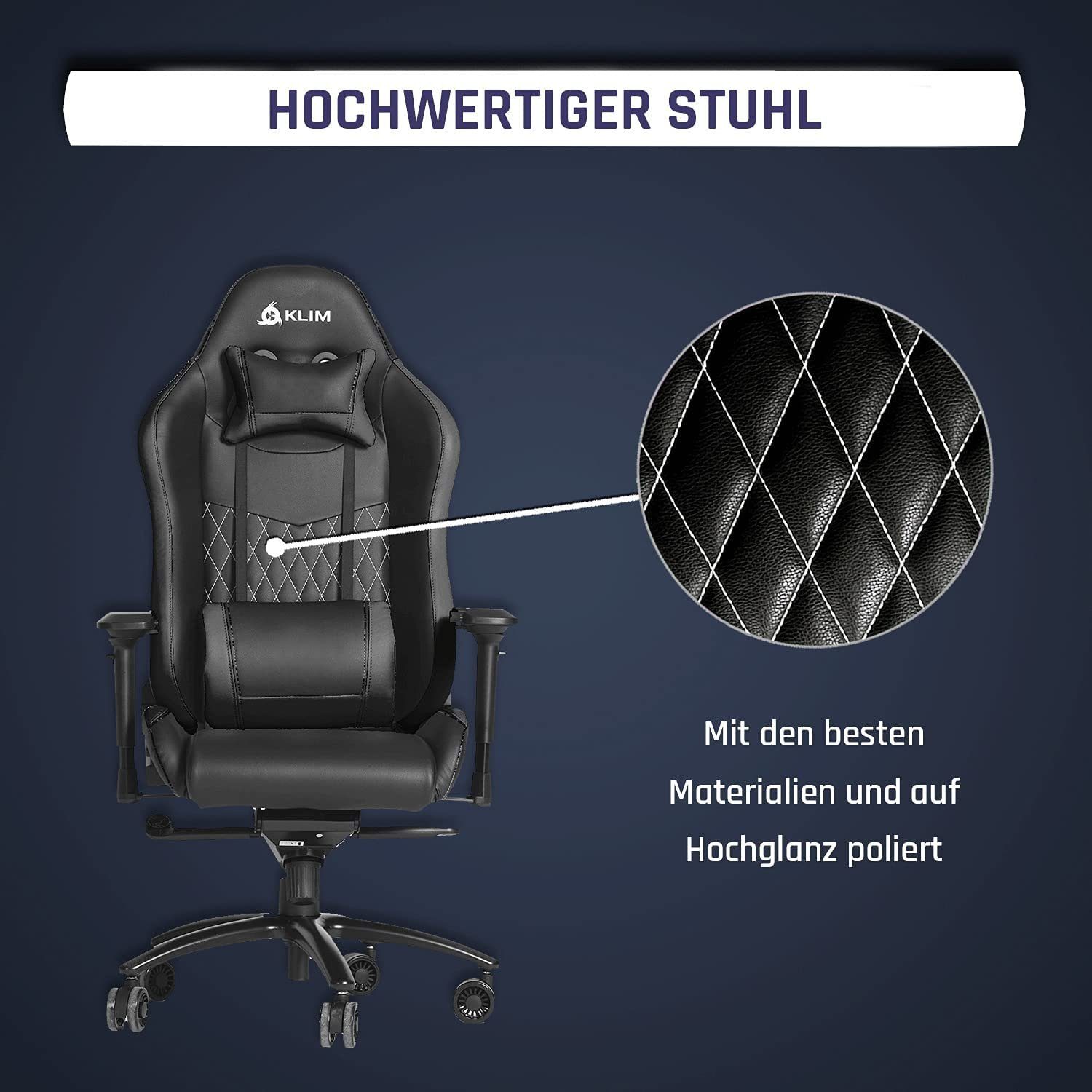 Chair Esports  Ergonomischer fürs Hochwertige Gaming Stylischer Stuhl, KLIM Stuhl, Schwarz Stuhl Arbeitszimmer Qualität, Gaming