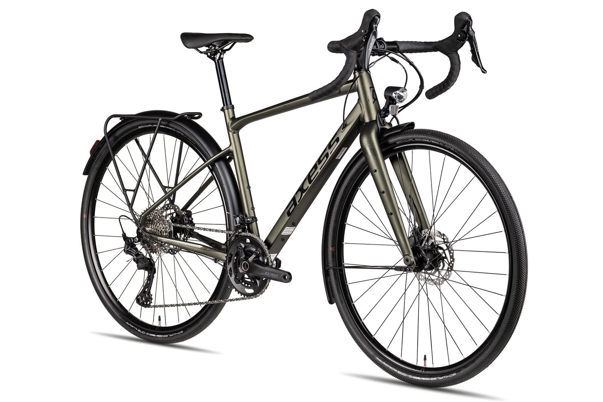 Axess Gravelbike CREED PRO EQ, 24 Gang Shimano GRX RD-RX820 12-sp. Shadow Plus Schaltwerk, Kettenschaltung, hydraulische Scheibenbremse grün