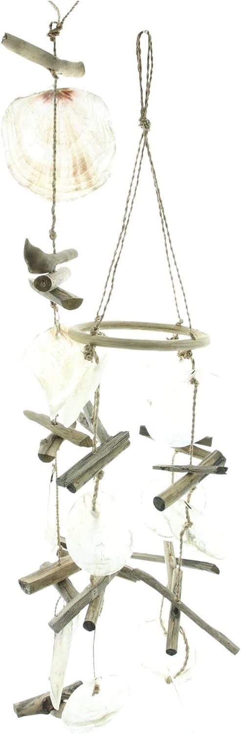 Dekoleidenschaft Windspiel "Capiz" aus Muscheln & Treibholz, Mobile 75