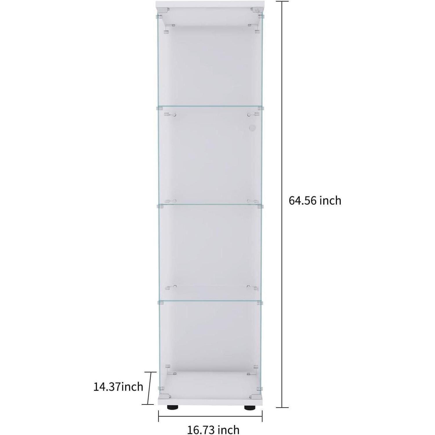 LuxusKollektion Glasvitrine Vitrine Glas 4 Regale freistehend Schloss Weiß 42,5 x 36,5 x 164 cm