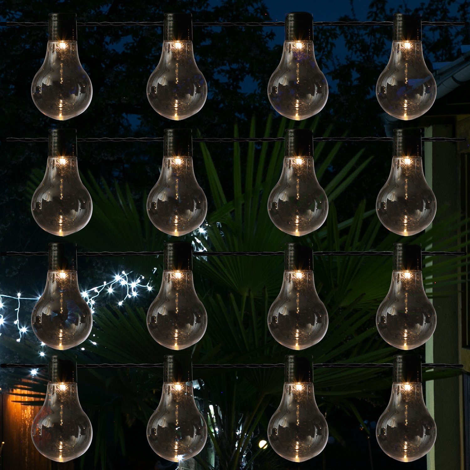 MARELIDA LED-Lichterkette LED Party Garten Lichterkette 16 Glühbirnen 4,5m für Außen Garten, 16-flammig