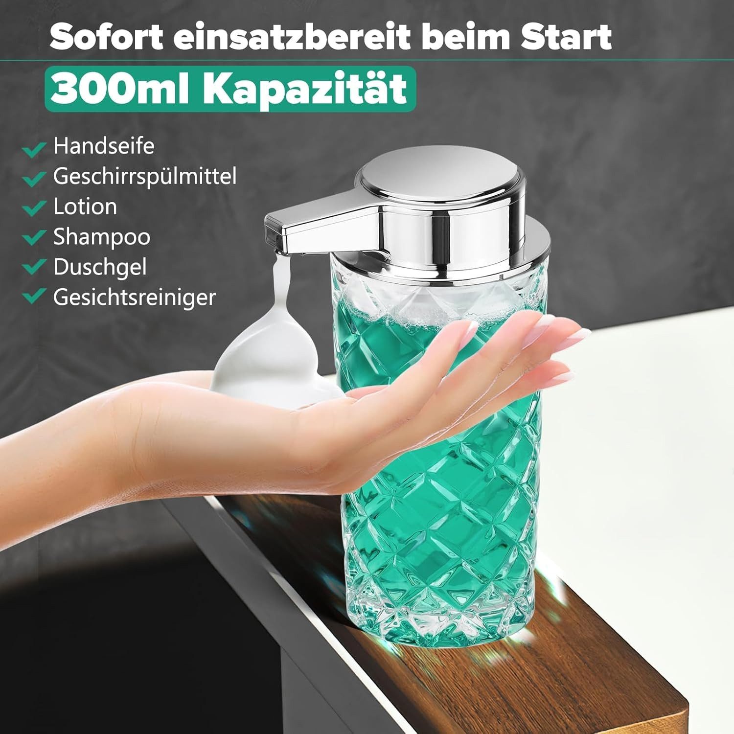 FELIXLEO Seifenspender Seifenspender Automatisch Schaum Elektrischer Sensor 300ml, (1-tlg) – Bild 4 von 5