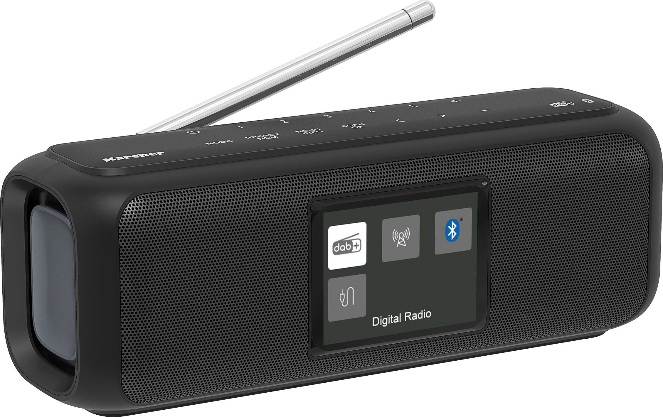 Karcher DAB Go Bluetooth Lautsprecher Digitalradio (DAB) (Digitalradio (DAB), UKW mit RDS, 5 W, Bluetooth-Speaker mit Trageschlaufe, tragbar, Bluetooth, Stereo)