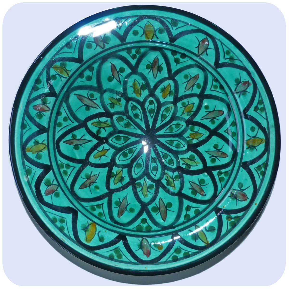 Grün Teller Handbemahlt Orientalischer Teller mittel, SIMANDRA Keramik