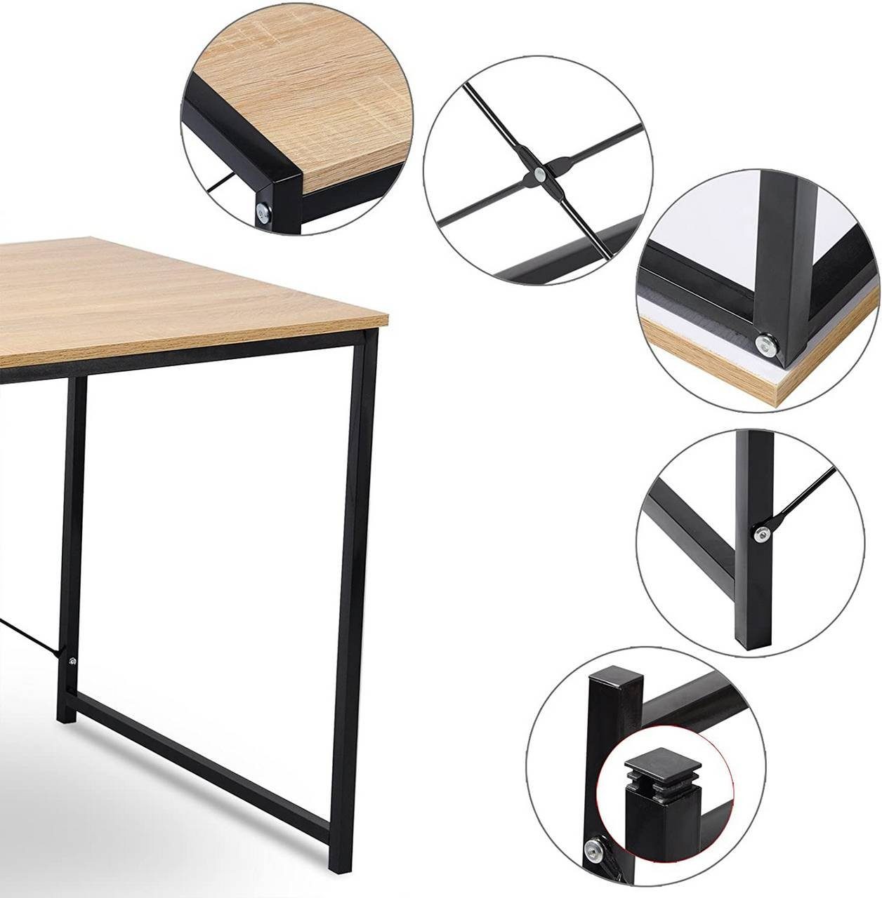 Schreibtisch natur Schreibtisch, & modernem Holz Woltu Stahl aus Design in