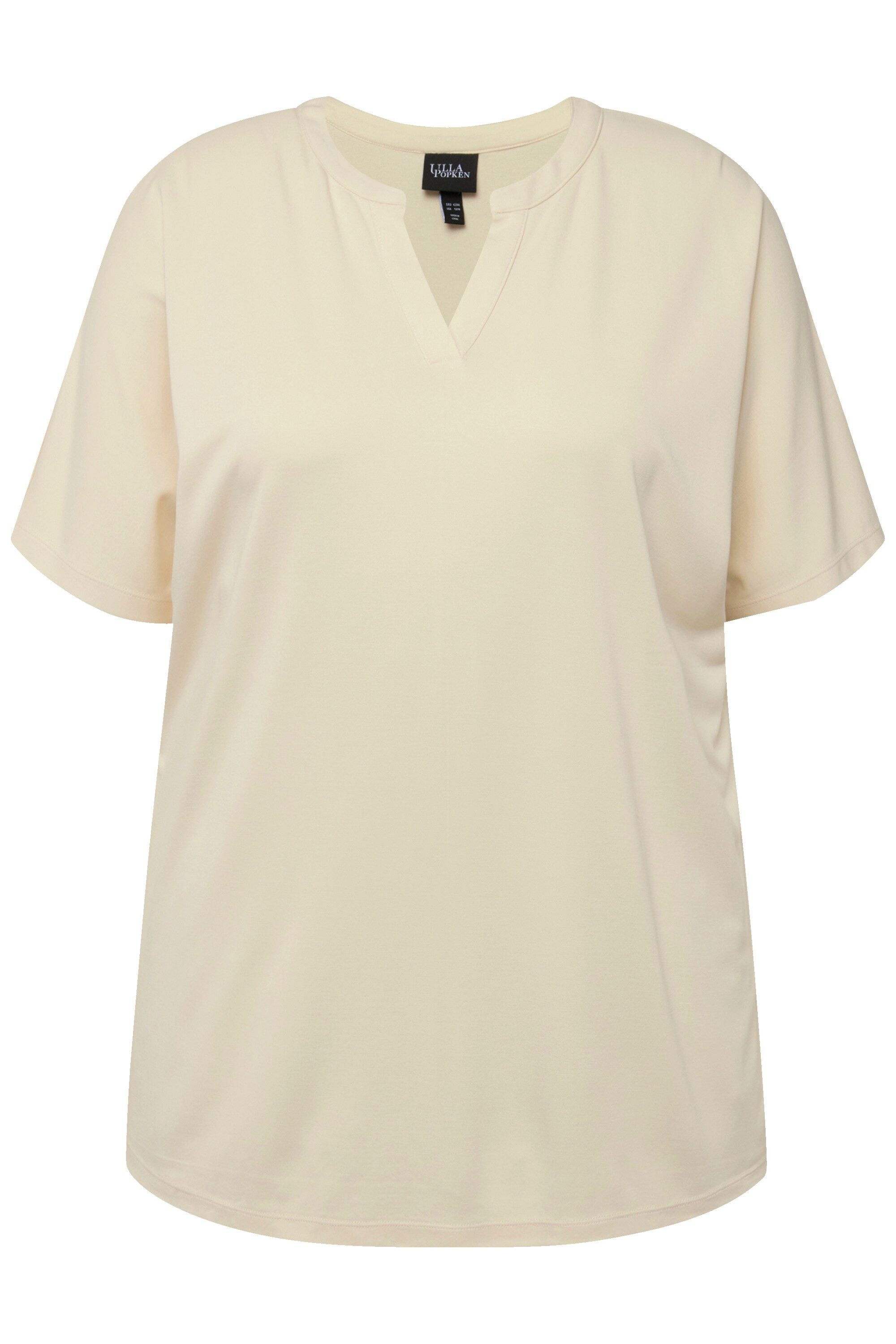 Ulla Popken T-Shirt T-Shirt Tunika-Ausschnitt Halbarm Modalmix günstig online kaufen