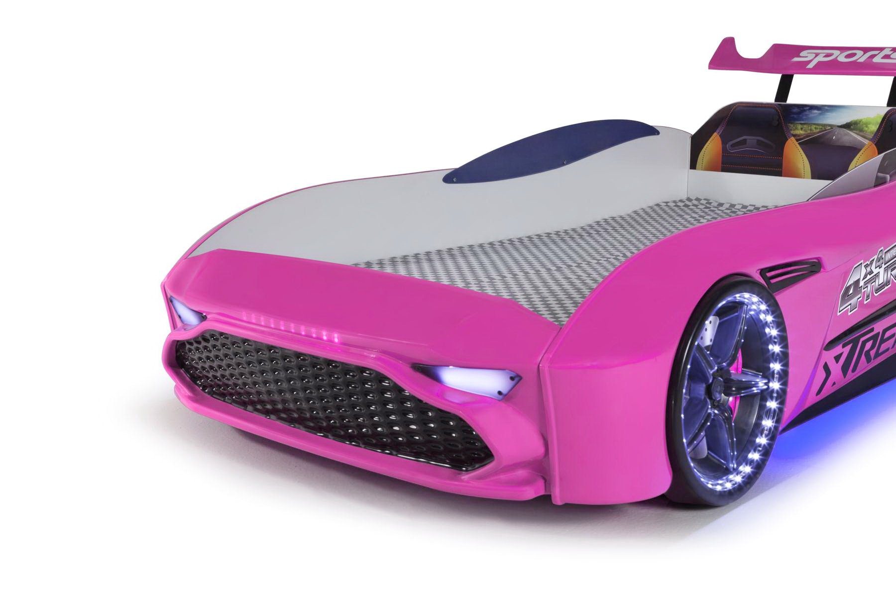 Möbel-Lux Kinderbett GT18 Extreme, Bluetooth GT18 mit Pink Autobett 4x4 Extreme Turbo