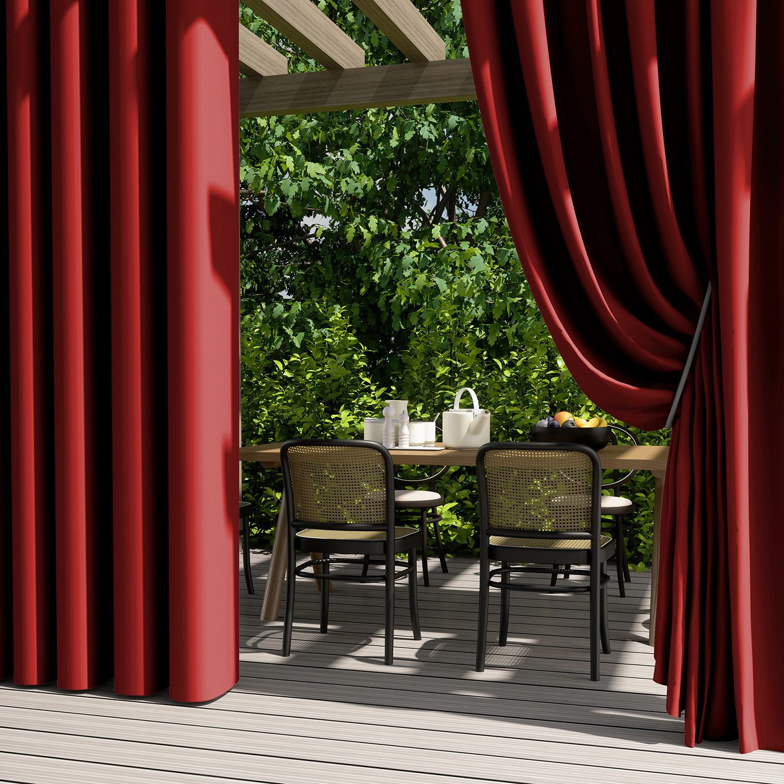 Jibenhome Outdoorgardine Wetterfest Outdoor Vorhänge, Sonnenschutz & Sichtschutz (1 St), Thermo vorhänge mit Ösen für Terrasse Rasen Garten