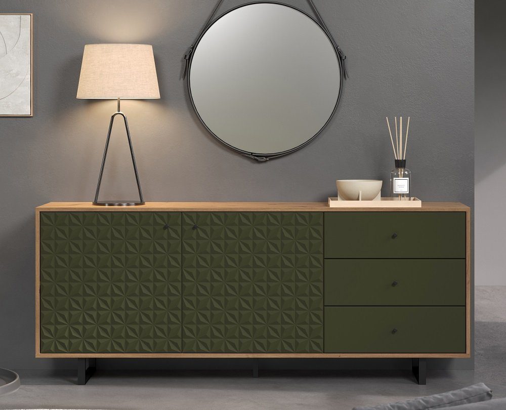 trendteam Sideboard Sideboard Sentra, Dark Green / Artisan Eiche