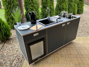 Mayaadi Home Kleinküche Mobile Outdoorküche Außenküche Gartenküche Waschbecken Kühlschrank
