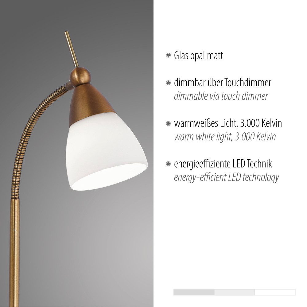 Paul Neuhaus LED Tischleuchte LED Tischleuchte PINO, 1xG9/3,00Watt, Warmweiß, 3 Stufen Touchdimmer Flexarm weiss Glas Klassiker