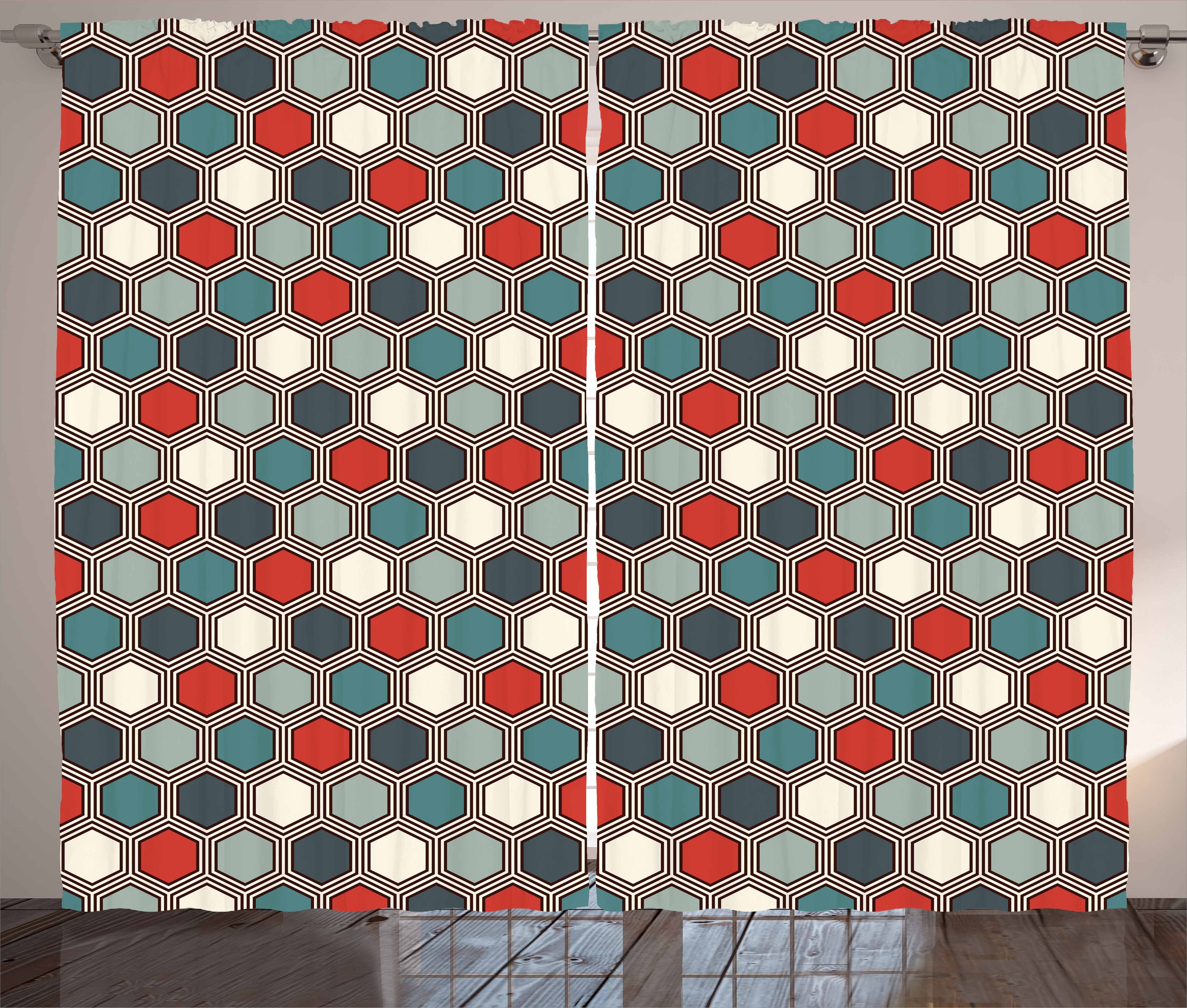 Abakuhaus, Schlaufen und Vorhang Abstrakte mit Haken, Mosaik-Fliesen Geometrisch Schlafzimmer Gardine Kräuselband