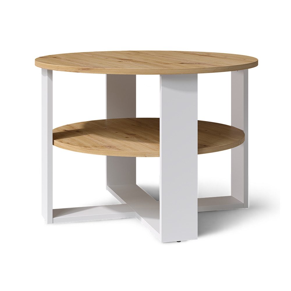 Vicco Couchtisch Romeo, Weiß/Artisan-Eiche, 68 x 68 cm