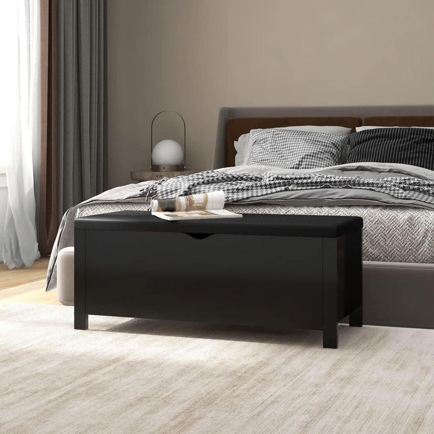LuxusKollektion Sitztruhe Sitztruhe mit Stauraum Schwarz 105x40x45cm (1-St)