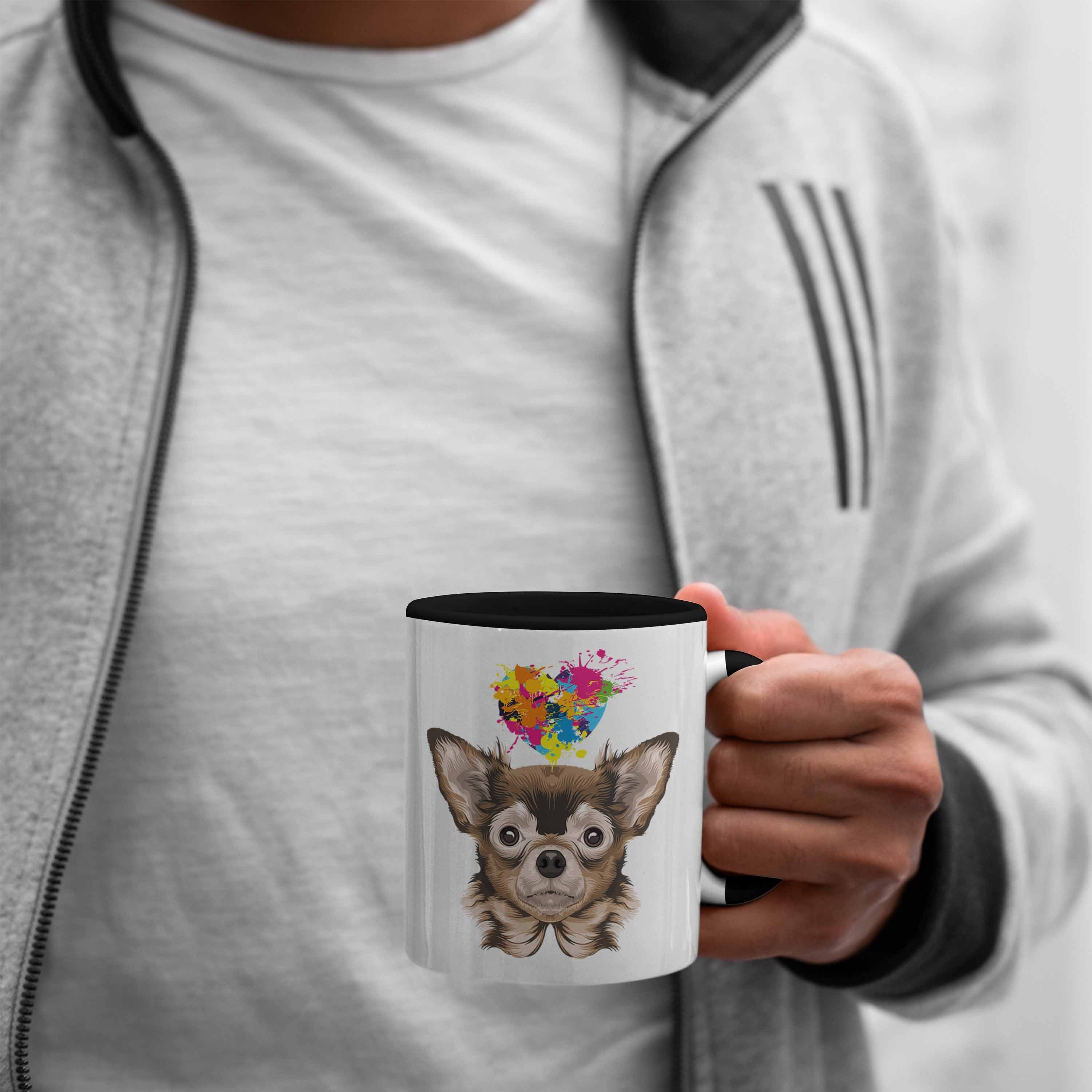 Schwarz Chihuhahua Frauchen Tasse Tasse Her Trendation Besitzer Mama Geschenkidee Kaffee-Becher