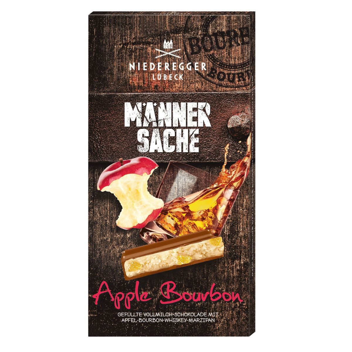 Niederegger Süßigkeit Marzipan Tafel "Apple Bourbon" Männersache, 110 g, Niederegger, 110 g