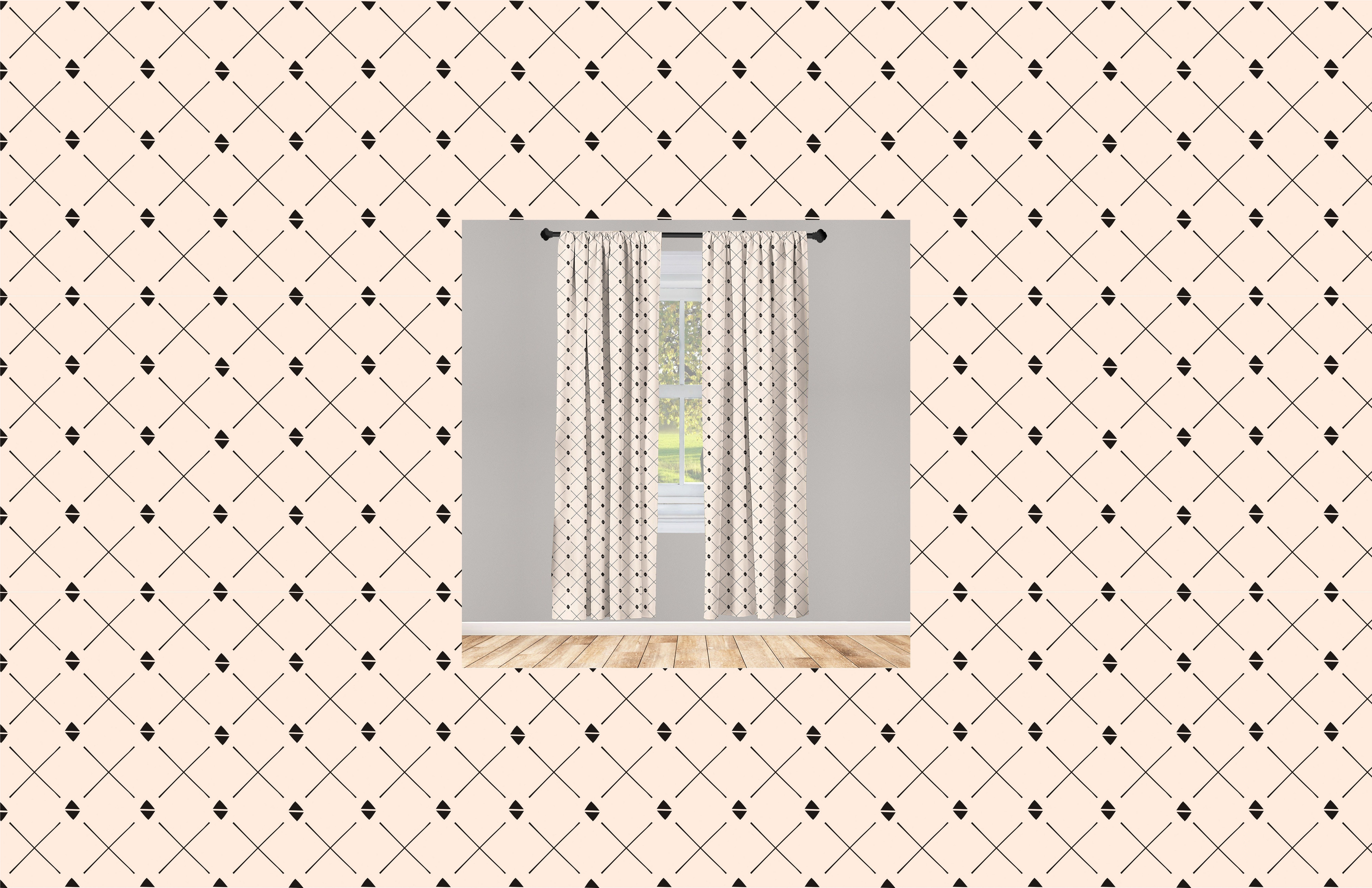 Gardine Vorhang für Wohnzimmer Schlafzimmer Dekor, Abakuhaus, Microfaser, Minimal Crossing Linien Triangles