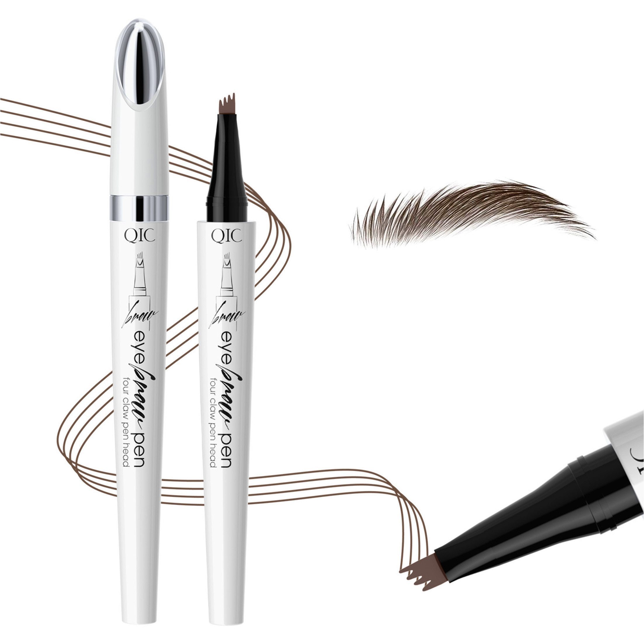 KINSI Augenbrauen-Stift Augenbrauenstift mit 4-in-1 Mikrogabel-Spitze für Natürlich Brauen, Langzeit-Haltbar,Einfache Anwendung für präzise Augenbraue-Imitatio