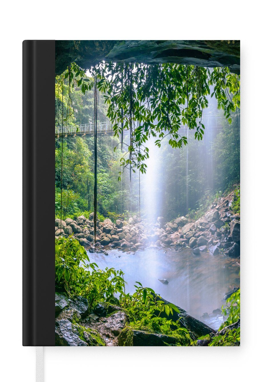 MuchoWow Notizbuch Dschungel - Regenwald - Wasser - Wasserfall - Pflanzen, Journal, Merkzettel, Tagebuch, Notizheft, A5, 98 Seiten, Haushaltsbuch