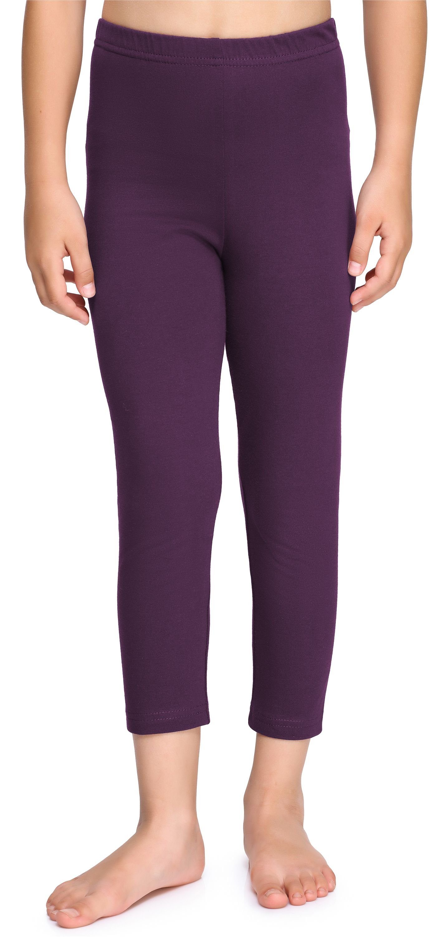 Merry Style Leggings Mädchen 3/4 Capri Leggings aus Baumwolle MS10-226 (1-tlg) elastischer Bund Purpur