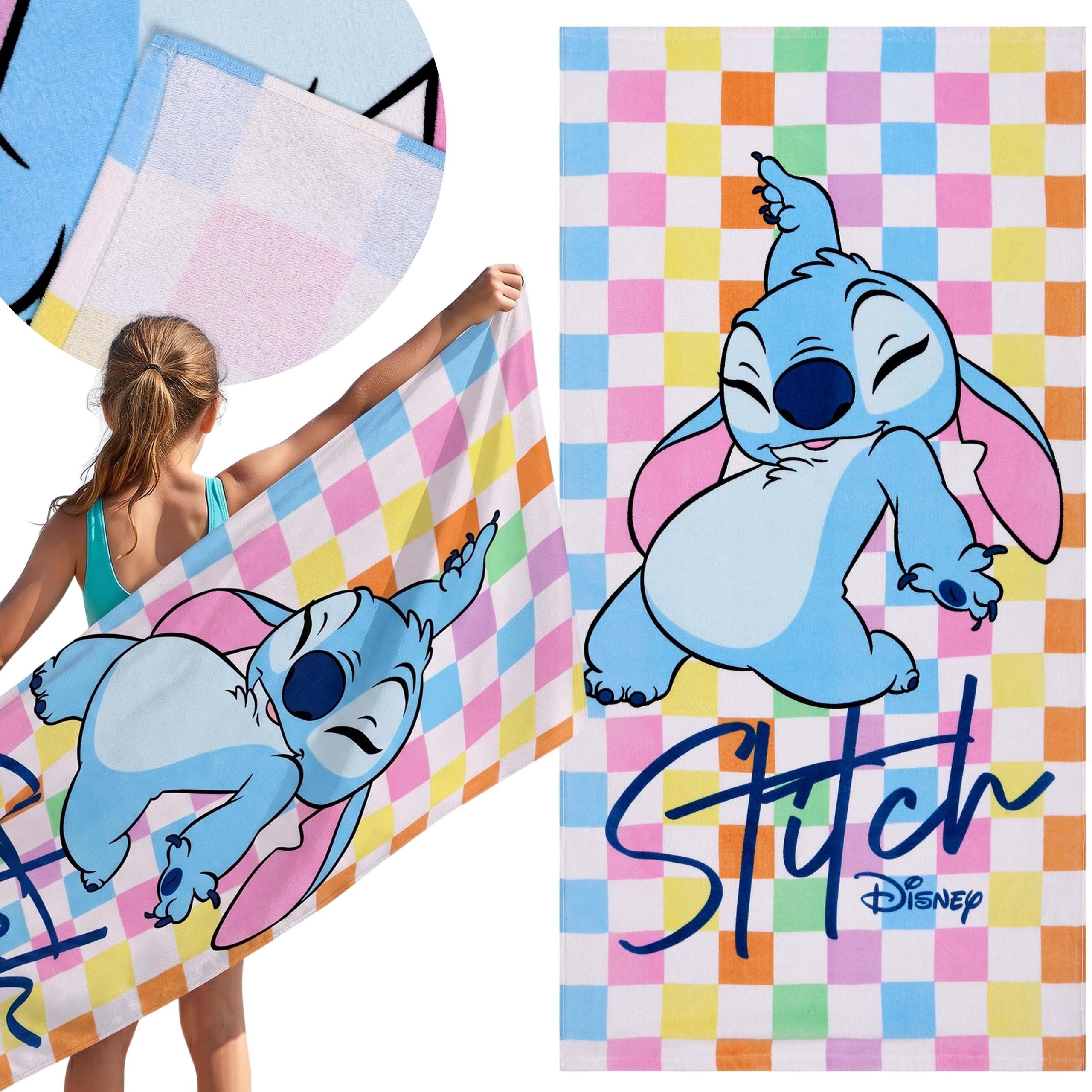 Disney Badetücher DISNEY Stitch farbenfrohes Strand- und Badetuch, 100 % Baumwolle
