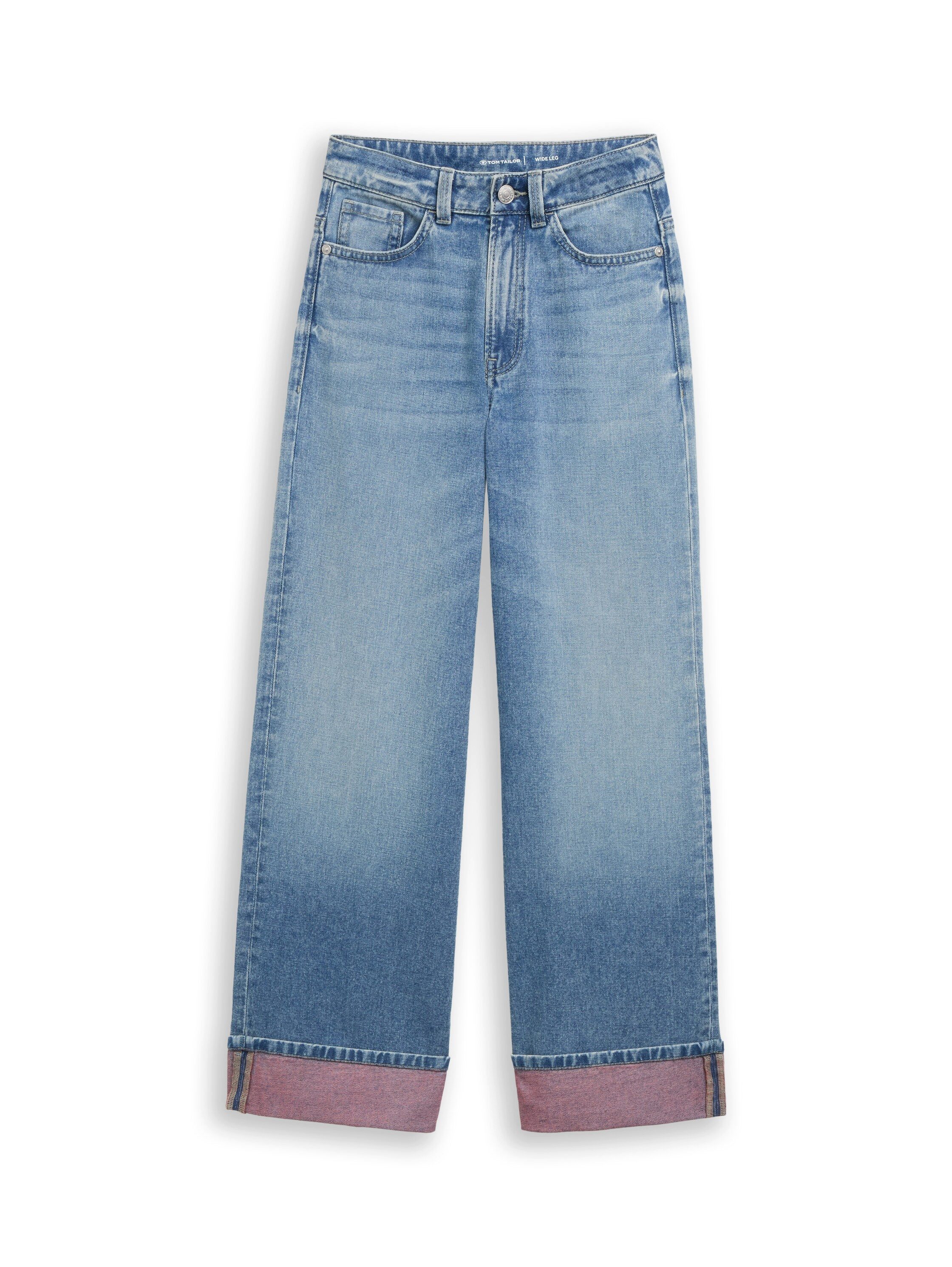 TOM TAILOR Weite Jeans in 5-Pocket-Form und mit Aufschlag