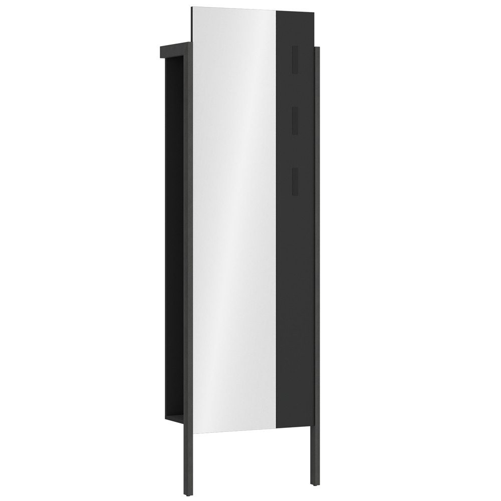 Lomadox Garderobenpaneel SLANO-129, anthrazit dunkelgrau Kleiderstange Klapphaken Spiegel