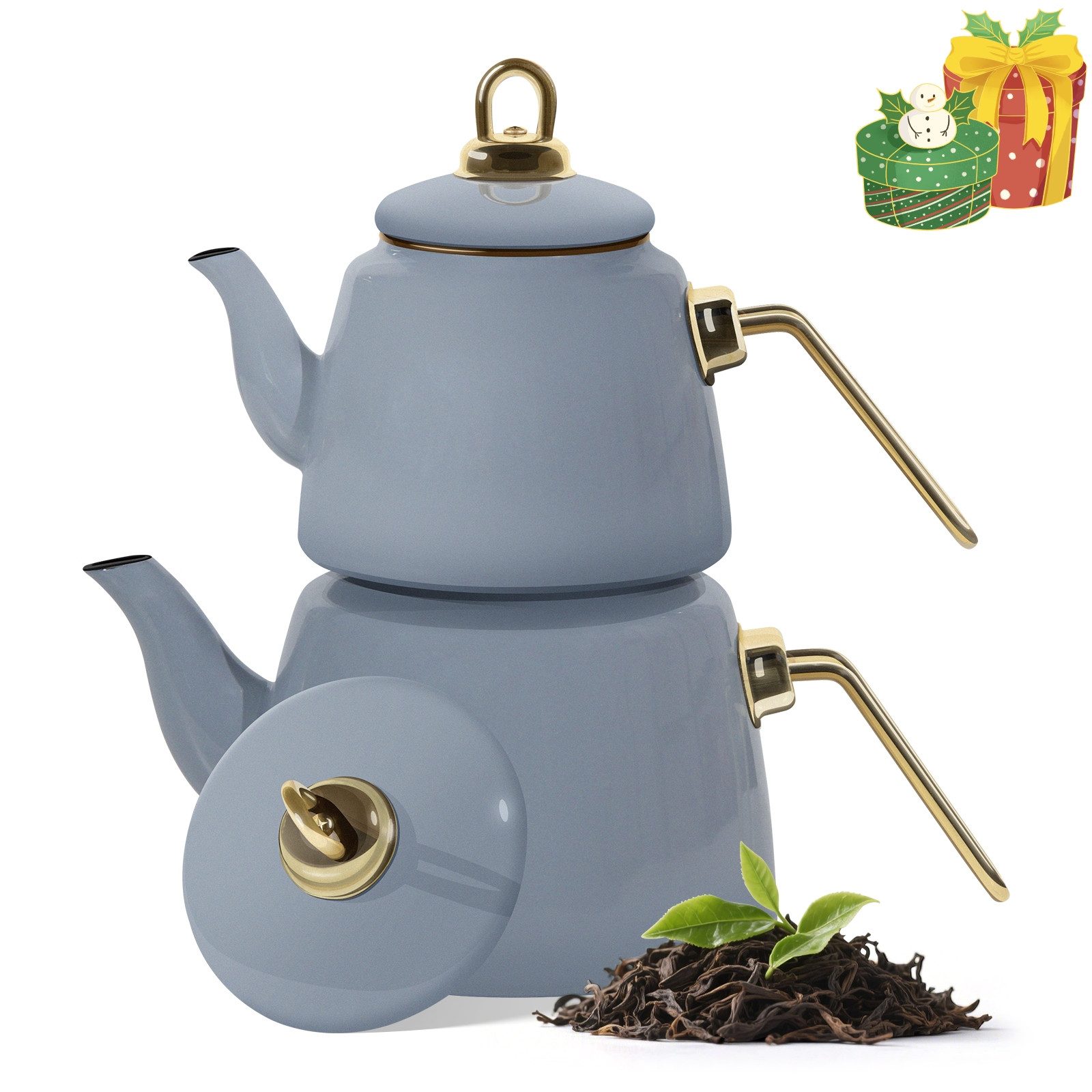 HOMELUX Teekanne Induktionsgeeignet, Wasserkessel, Turkische Teekocher 2L+1L, (4-tlg, Induktion), Für alle Herdarten geeignet