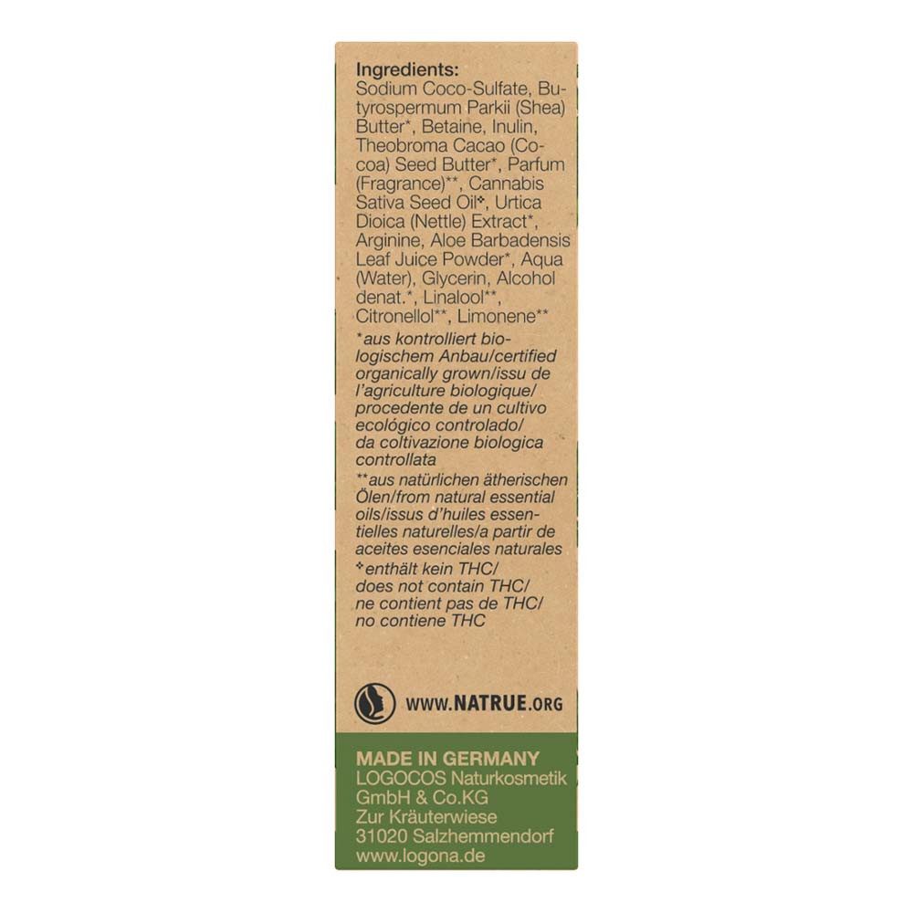 LOGONA Festes Haarshampoo Hanf & Brennnessel - Festes Pflegeshampoo 60g