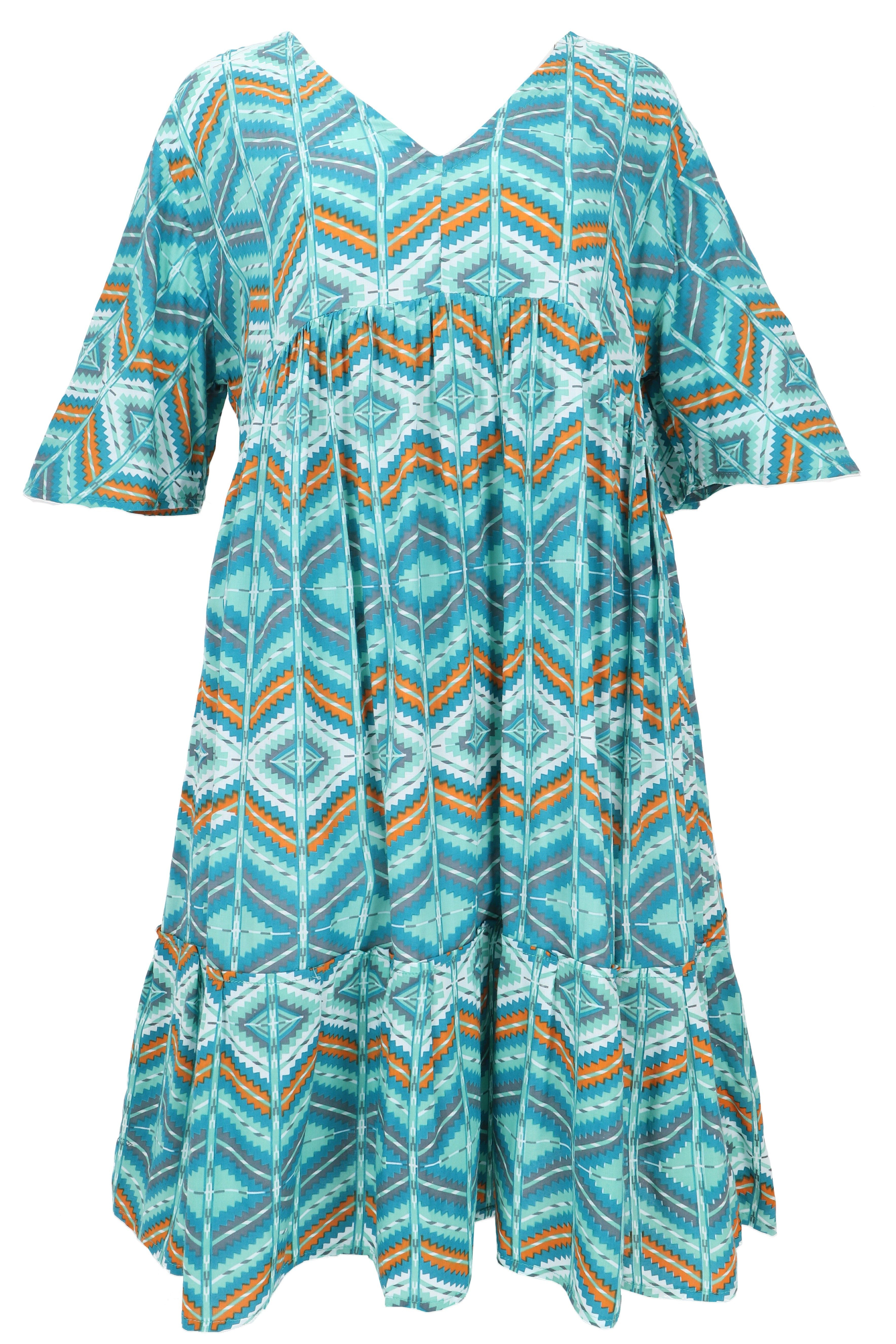 Guru-Shop Midikleid Boho Kurzarm Sommerkleid, Maxikleid,.. günstig online kaufen