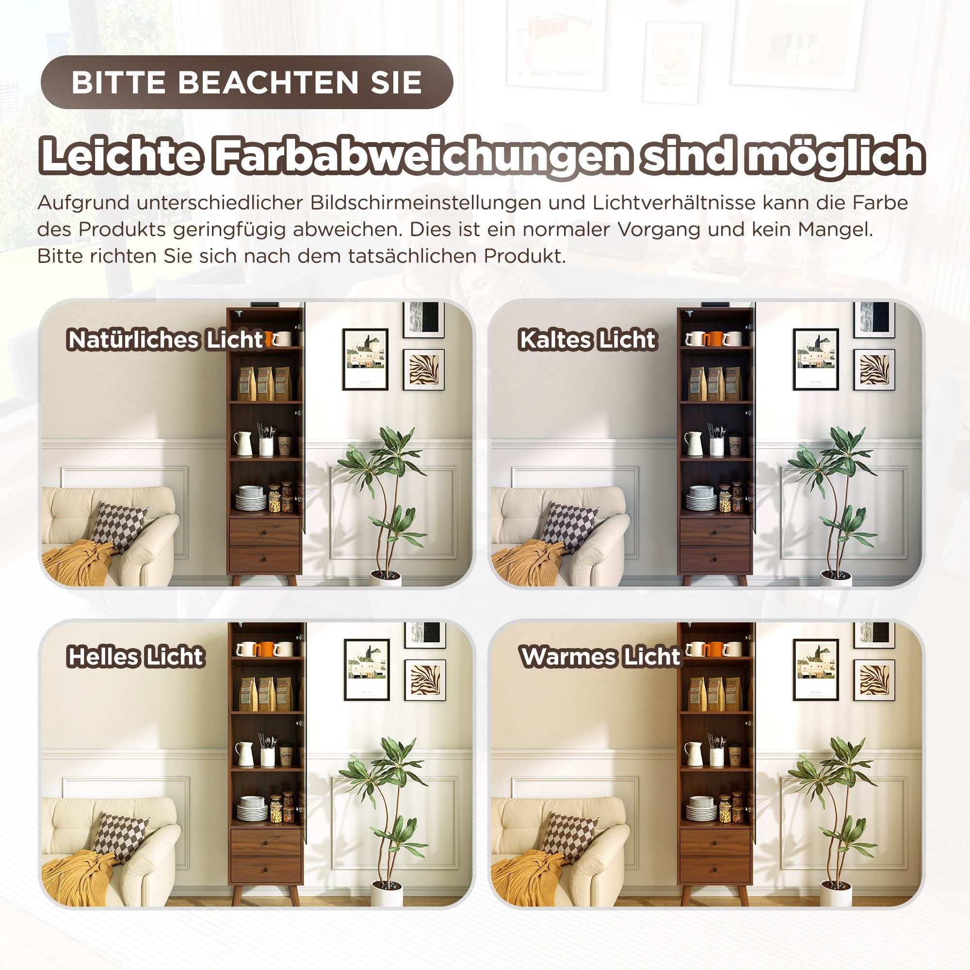 BlingBin Standvitrine Multifunktionaler Vitrinen-Hochschrank mit Glastüren, 2 Schubladen (1er Set, 1-St., 39,8 × 35 × 160 cm) und verstellbaren Ablagen als Standschrank für Wohnzimmer, Bad & Büro
