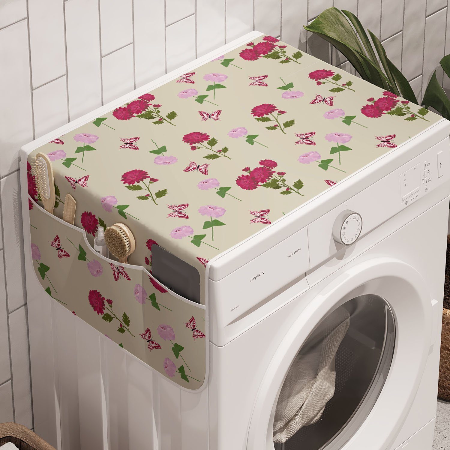 Abakuhaus Badorganizer Anti-Rutsch-Stoffabdeckung für Waschmaschine und Trockner, Blumen Spring Time Spread-Blumen