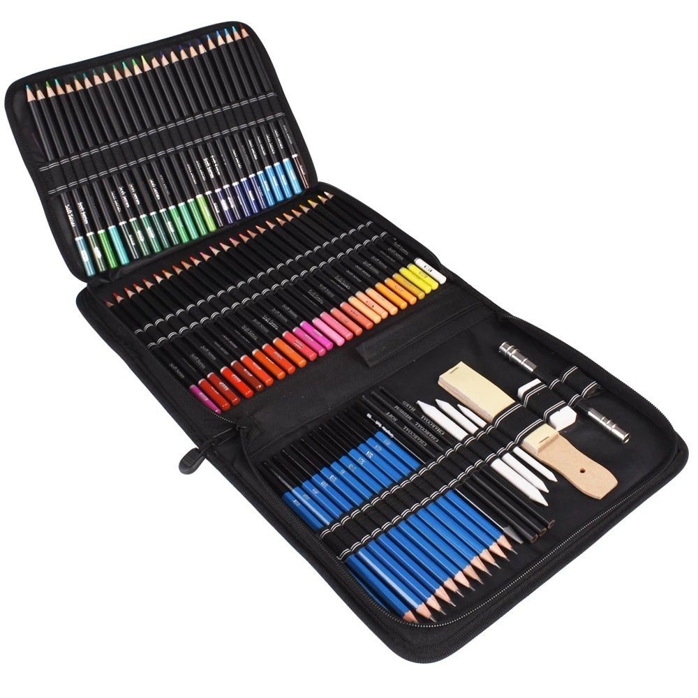 BEARSU Buntstift 95 Farbstifte Set, 72 Stück Buntstifte und 12 Skizzieren  Bleistifte, (1-tlg., Ideal zum Ausmalen Bücher Zeichnung Skizzieren), für  Anfänger, Fortgeschrittene Zeichner, einen Hobbymaler, Künstlern