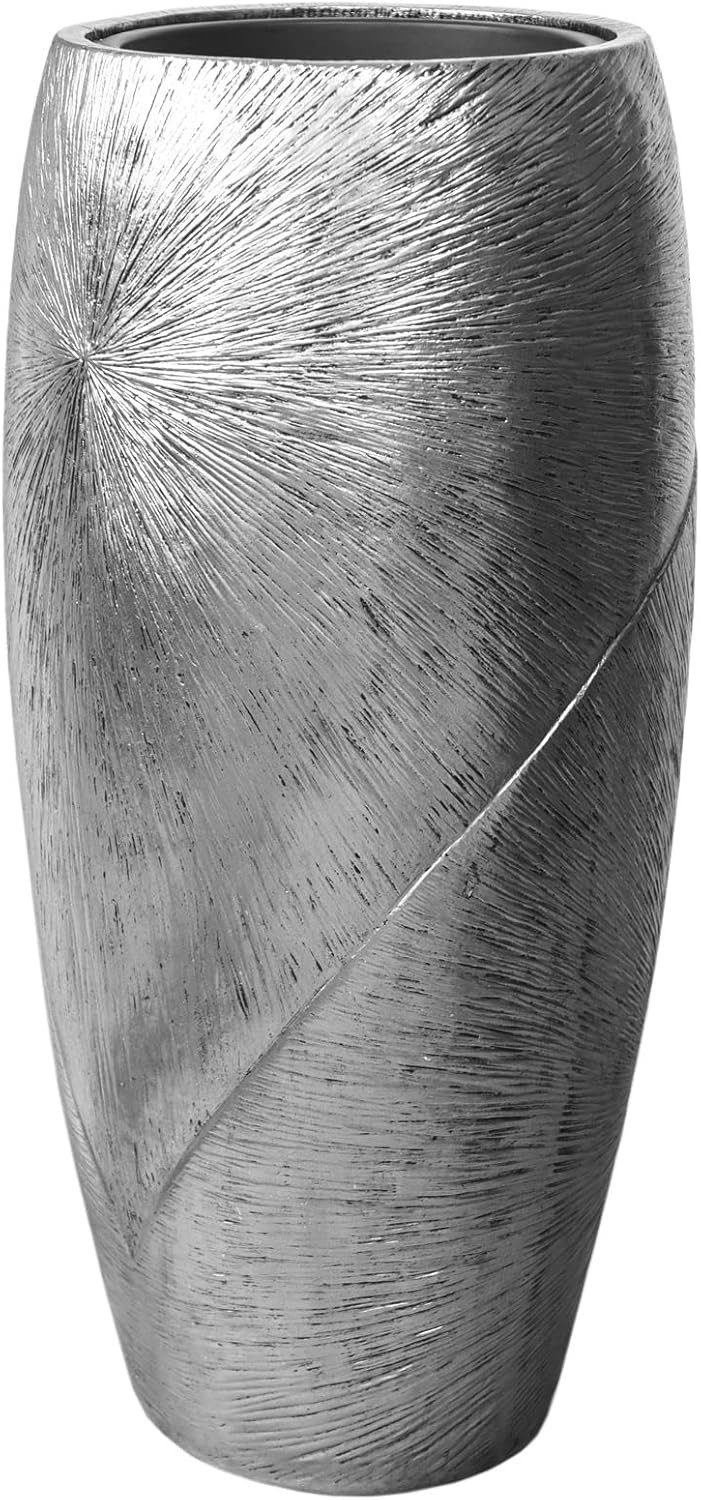 VIVANNO Bodenvase Fiberglas ROYAL Rund - Silber Mit Muster (1 St), 33x73 cm günstig online kaufen