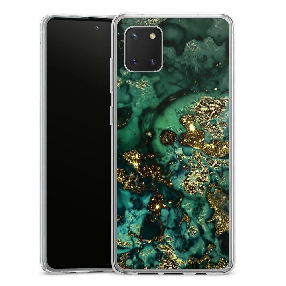 DeinDesign Handyhülle Marmor Glitzer Look Muster Cyan Glitter Marble Look, Samsung Galaxy Note 10 lite Silikon Hülle Bumper Case Smartphone Cover