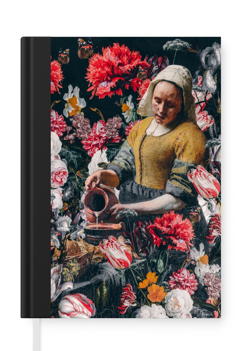 Tagebuch, Notizheft, Rosa, - Johannes MuchoWow Vermeer - 98 Journal, Milchmädchen Blumen Haushaltsbuch - A5, Notizbuch Seiten, Merkzettel,