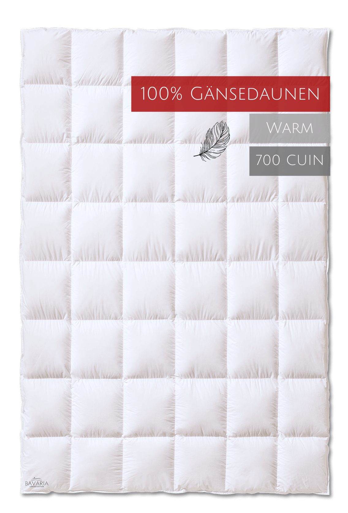 Gänsedaunenbettdecke, Bavaria Wärmestufe "warm", Kauffmann, Füllung: 100% Gänsedaunen, Bezug: 100% Baumwolle, allergikerfreundlich