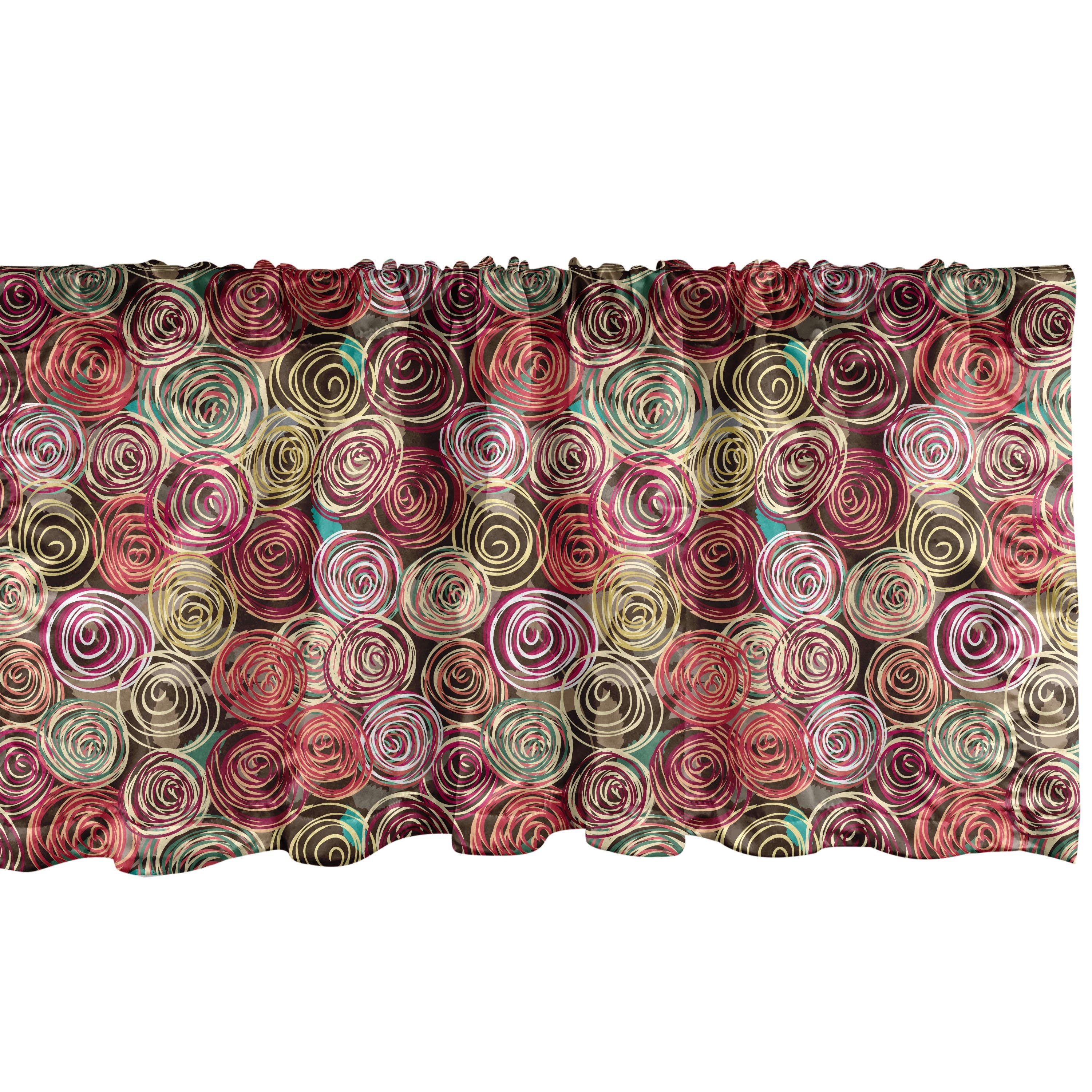 Scheibengardine Vorhang Volant für Küche Schlafzimmer Dekor mit Stangentasche, Abakuhaus, Microfaser, Abstrakt Rosen-Blumen-Surreal