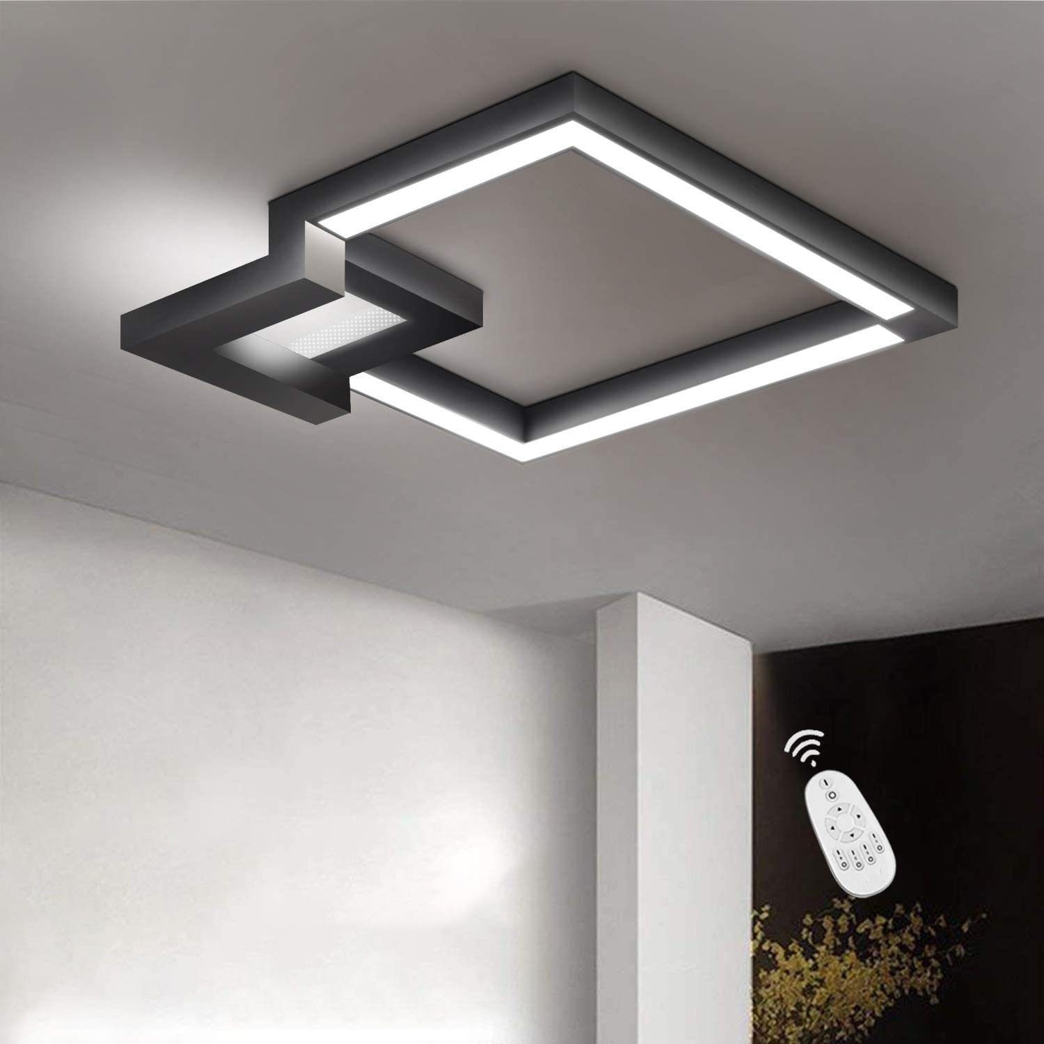 ZMH Deckenleuchte LED Deckenlampe Eckig stufenlos für Wohnzimmer Badezimmer,  LED fest integriert, Tageslichtweiß