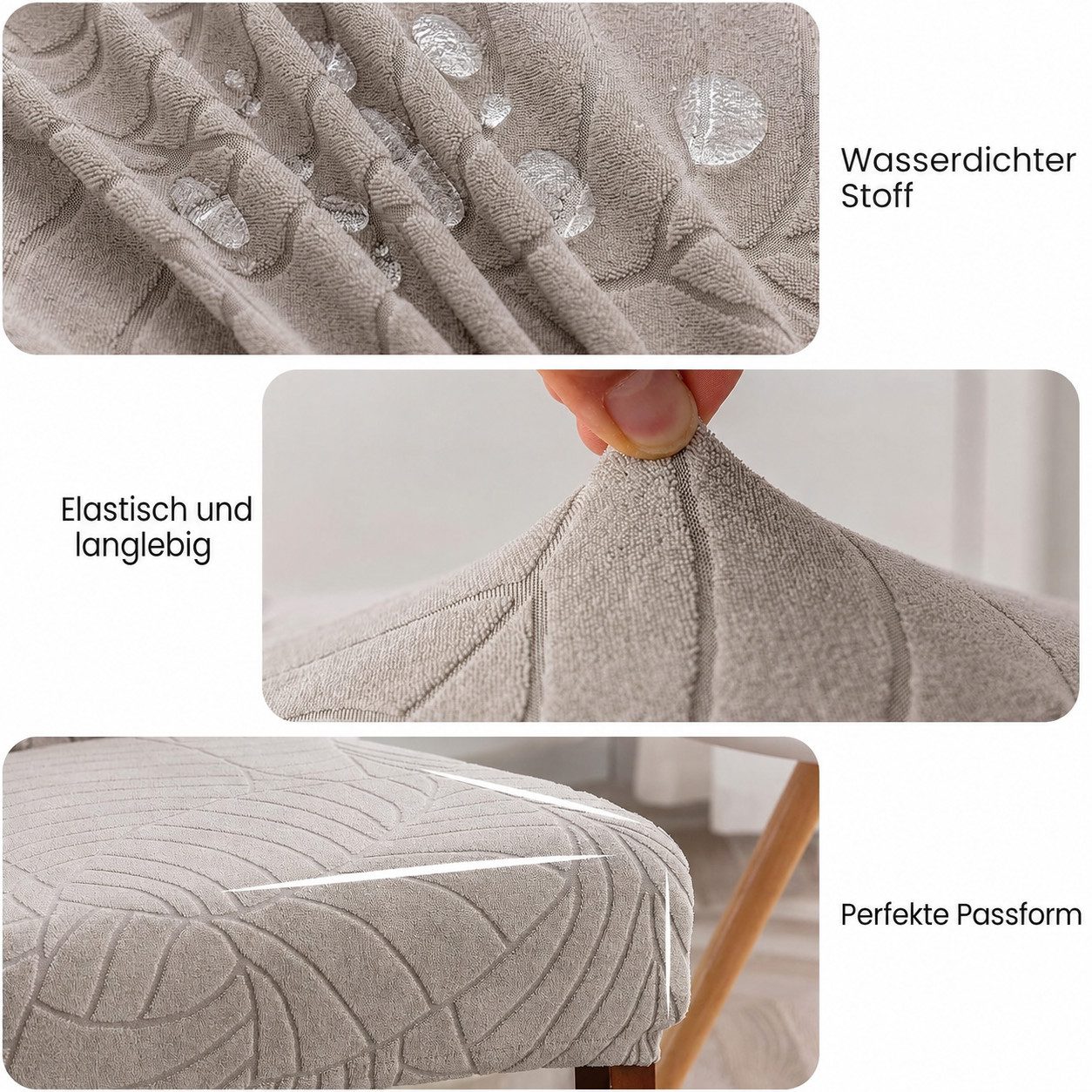 Diwzbyn Stuhlbezug Stuhlbezüge 2/4er Set, Wasserdichte & Elastische Schonbezüge, Waschbare Stuhlhussen für Esszimmer- & Küchenstühle – Bild 4 von 5
