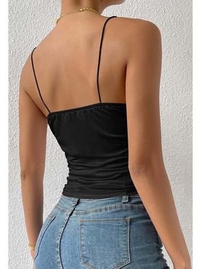 KIKI Spaghettitop Damen Tops Sexy V-Ausschnitt Slim Fit Cami Einfarbig Sommer Shirts