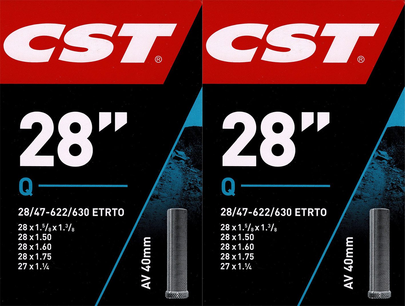CST Fahrradschlauch 2x CST 28 AV Schlauch 28 Zoll (28/47-622/630) Fahrradschlauch, (2-St)
