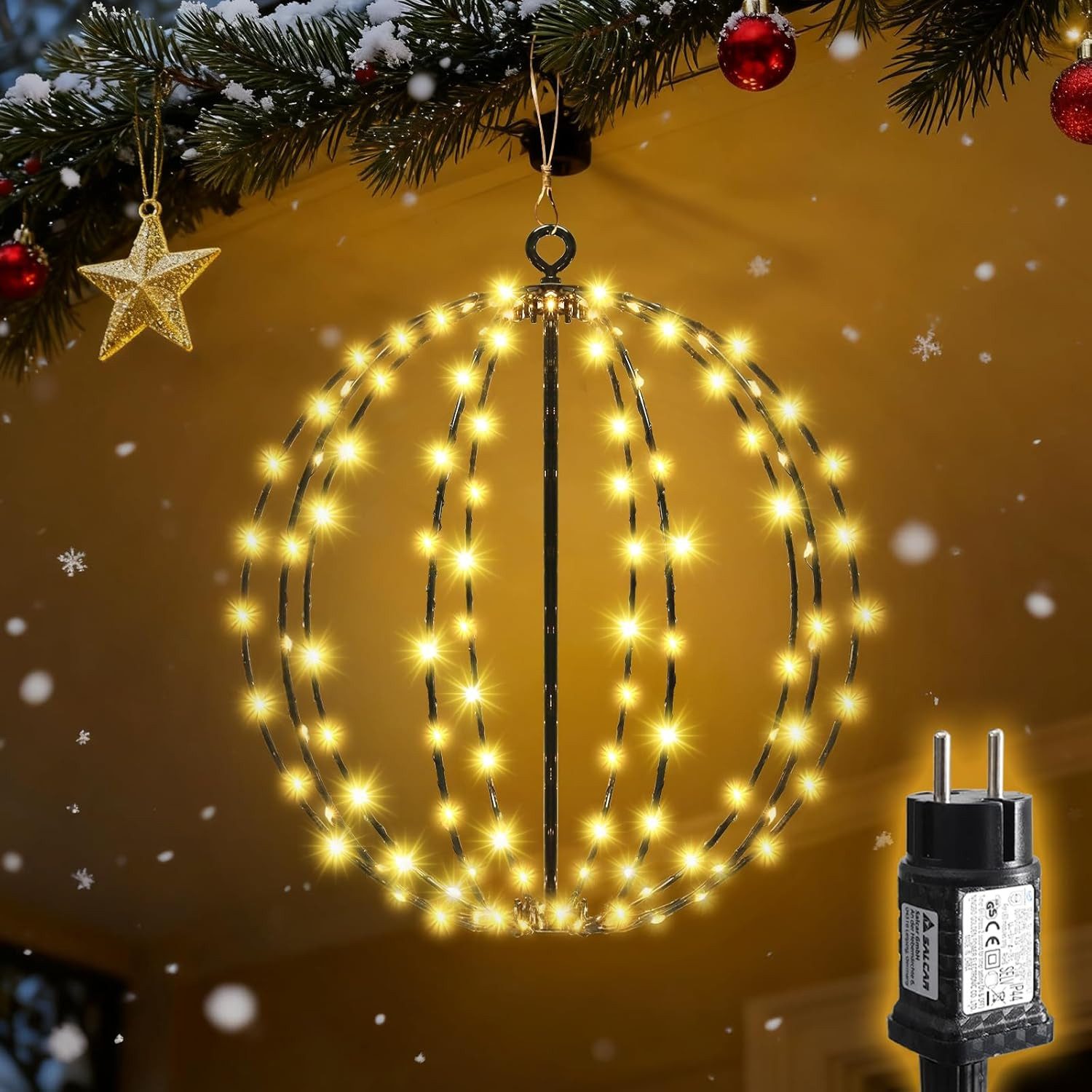 Salcar LED Kugelleuchte LED Garten Weihnachtsdeko Außen Kugel Lichter Ø30/45/55cm Leuchtkugel, Stecker, LED fest integriert, Warmweiß, Weihnachtsbeleuchtung mit Timer, Speicherfunktion, 8 Modi
