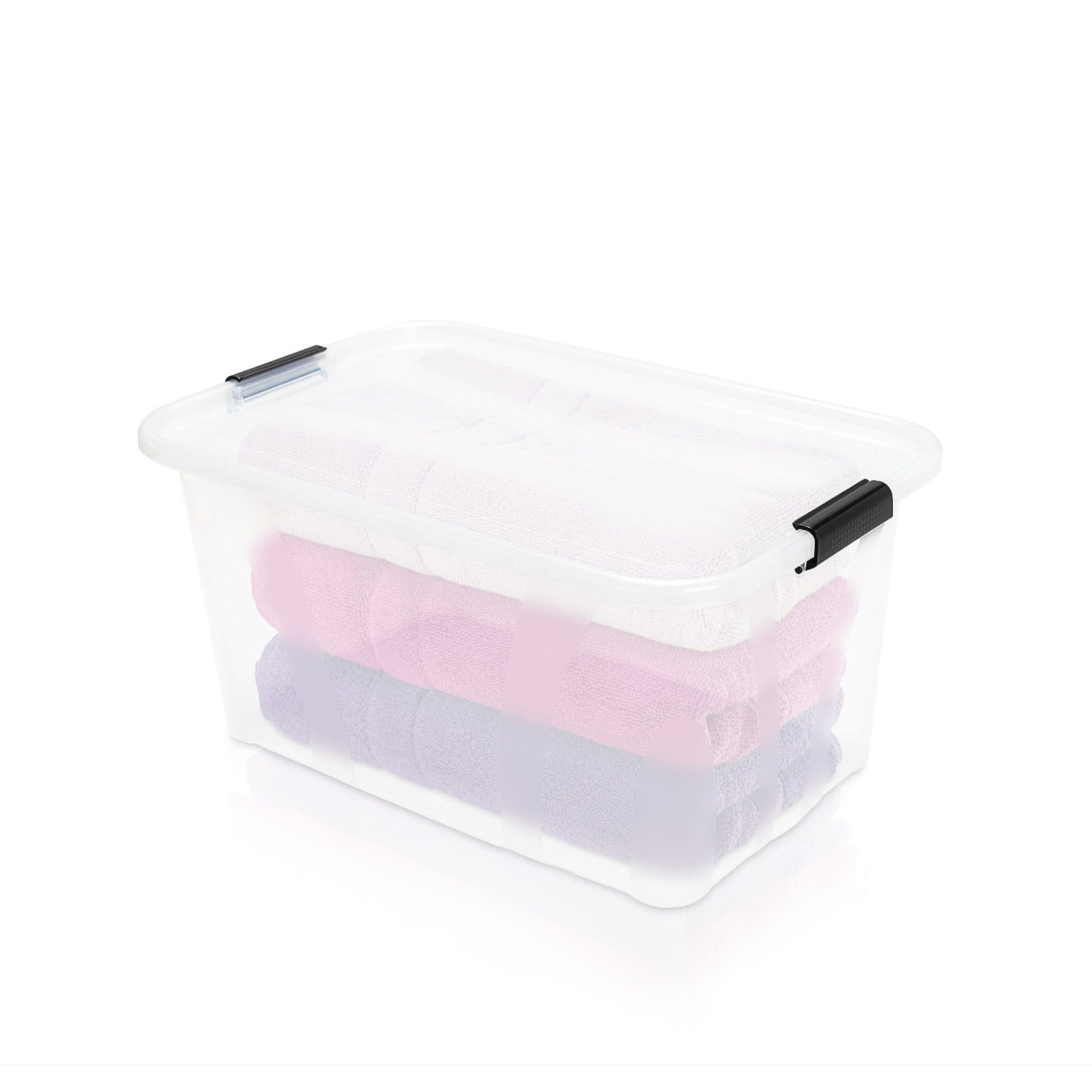 BigDean Aufbewahrungsbox Stapelbox mit Deckel 14L + Clipverschluss Ordnungsbox stapelbar (Set, 1 St., Aufbewahrungsbox mit Deckel), Aufbewahrungs-Stapelbox, 14L - Mit Klickverschluss-Deckel