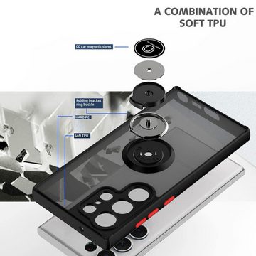SmartUP Smartphone-Hülle Hülle für Samsung Galaxy S24 Ultra Schutzhülle Handyhülle Slim Case, Ringhalter, Standfunktion