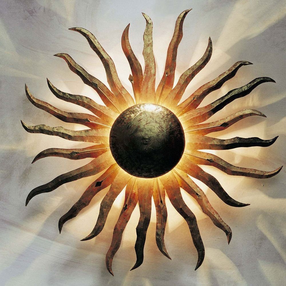 Holländer Wandleuchte 2-flammig Sonne Grande Eisen Gold