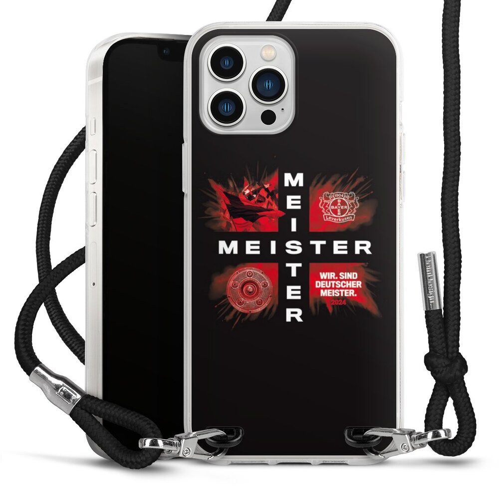 DeinDesign Handyhülle Bayer 04 Leverkusen Meister Offizielles Lizenzprodukt, Apple iPhone 13 Pro Max Handykette Hülle mit Band Case zum Umhängen