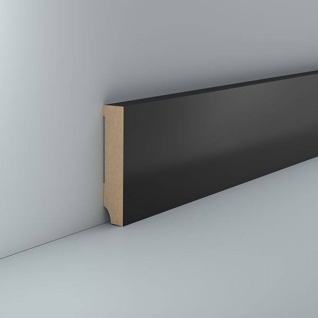Südbrock Sockelleiste Sockelleiste schwarz MDF 16 x 80 Foliert Fußleiste Modern, L: 250 cm, H: 8 cm, 1-St.