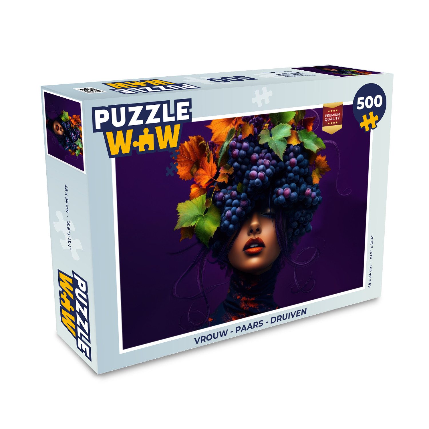 MuchoWow Puzzle Frau - Lila - Weintrauben, 500 Puzzleteile, Foto-Puzzle, Bilderrätsel, Puzzlespiele, Spielzeug