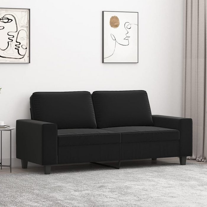 furnicato 2-Sitzer 2-Sitzer-Sofa Schwarz 140 cm Mikrofasergewebe